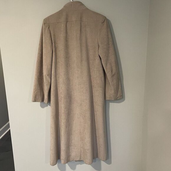 Skin Gear Vintage Non Leather Suede Trench Coat Button Tan Small Womens READ - Picture 12 of 13